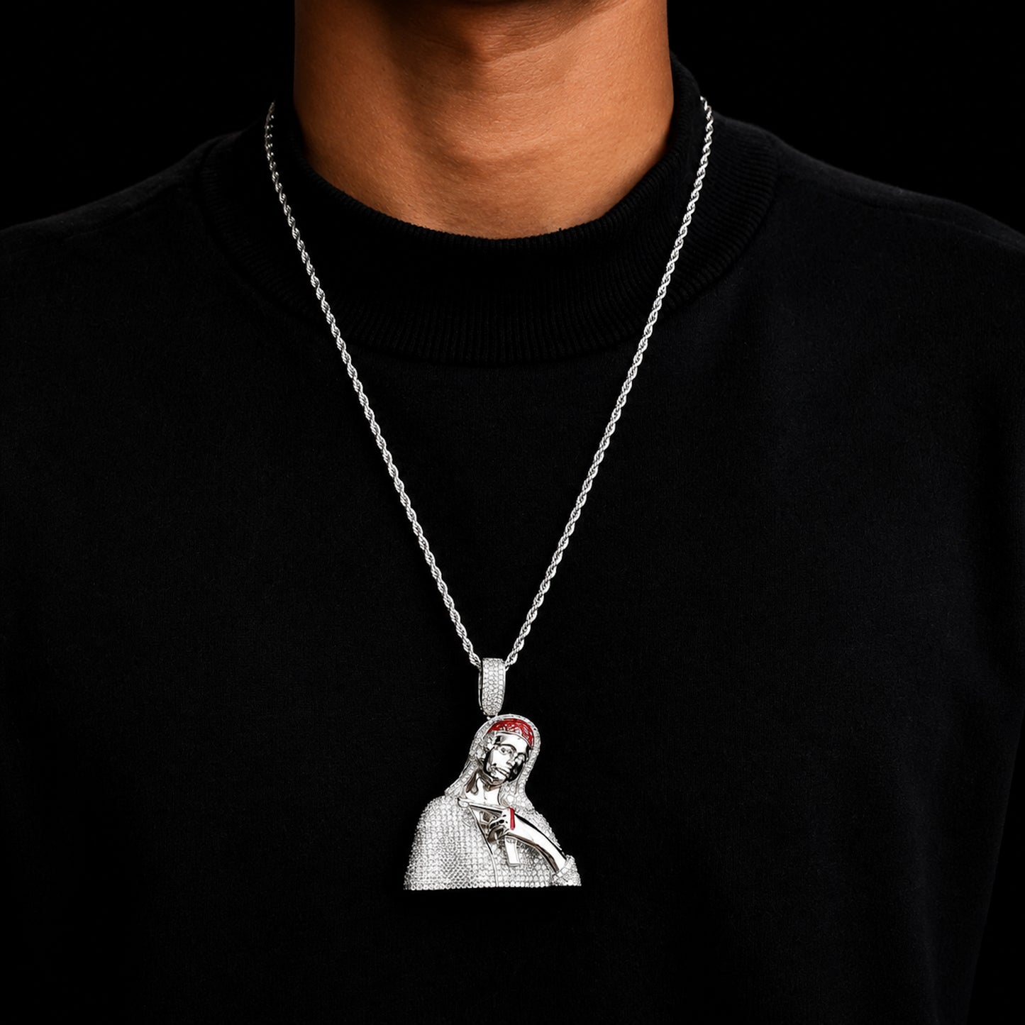 Sculpture Gun Man Pendant Necklace – Luxury Iced Statement Jewelry