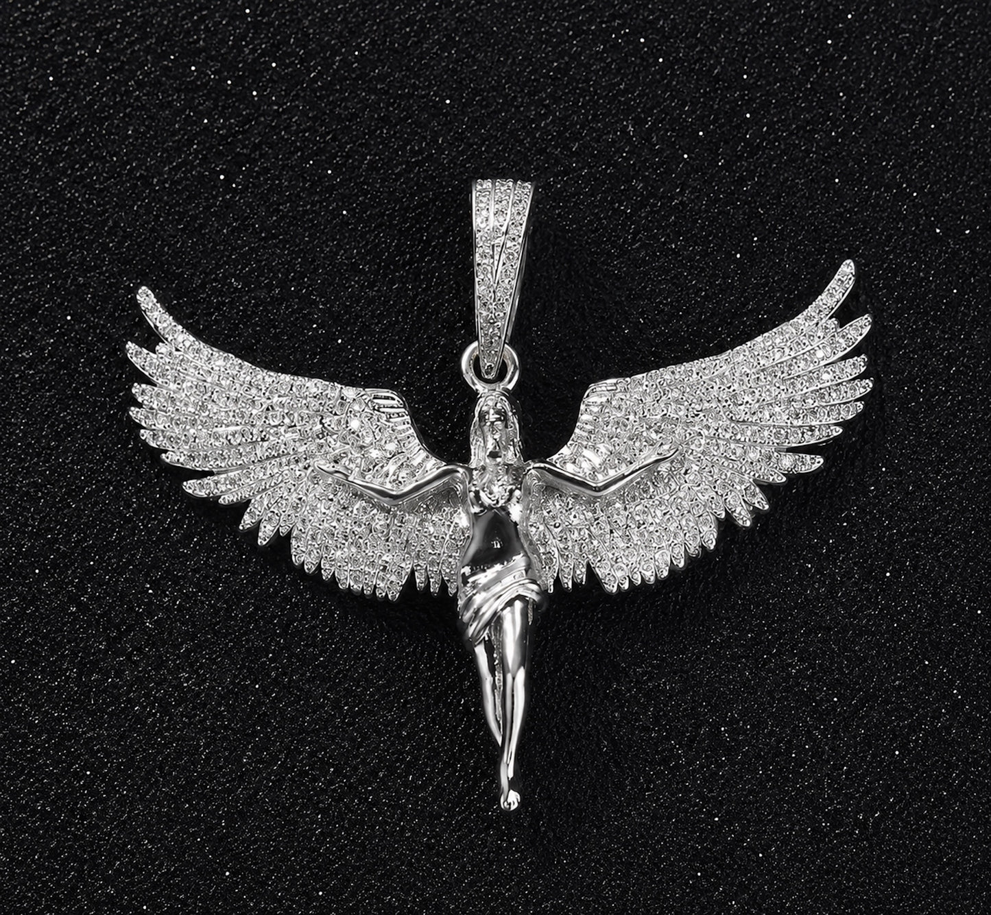 Winged Figure Pendant Necklace – Premium CZ Streetwear Jewelry