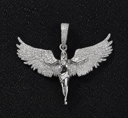 Winged Figure Pendant Necklace – Premium CZ Streetwear Jewelry