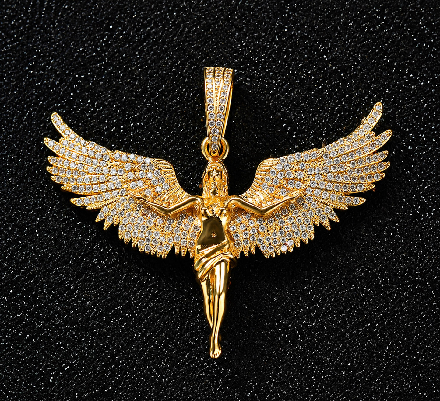 Winged Figure Pendant Necklace – Premium CZ Streetwear Jewelry