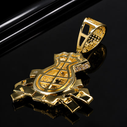 Iced Nano Money Bag Pendant Necklace - CZ Hip Hop Jewelry for Men
