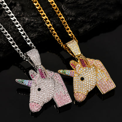 Mystic Unicorn Pendant Necklace – Premium CZ Streetwear Jewelry