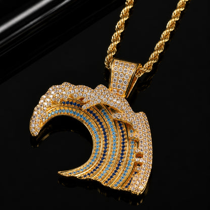 Ocean Spirit Wave Pendant Necklace – Coastal Luxury Iced Jewelry