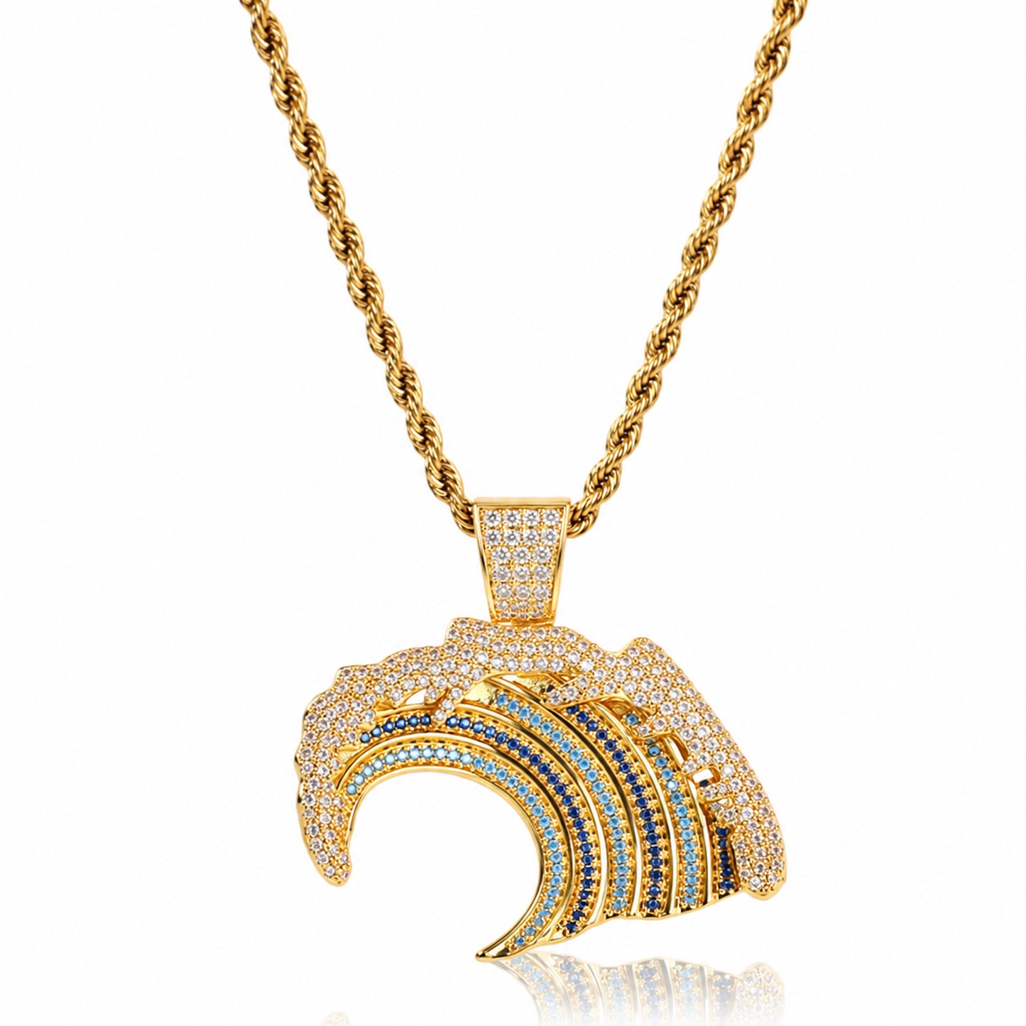 Ocean Spirit Wave Pendant Necklace – Coastal Luxury Iced Jewelry