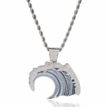 Ocean Spirit Wave Pendant Necklace – Coastal Luxury Iced Jewelry
