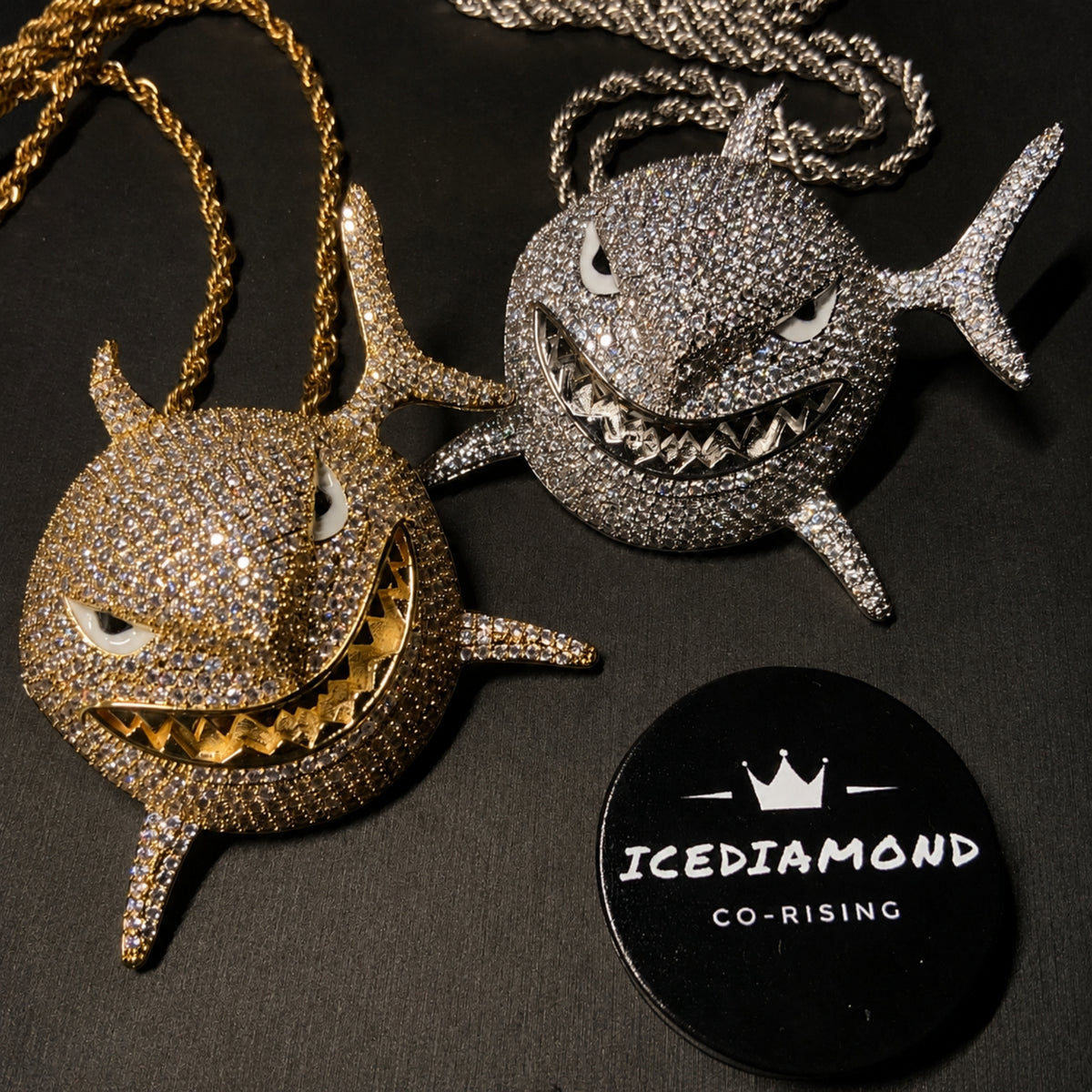 BITE BACK | Iced Gold Shark Pendant Necklace
