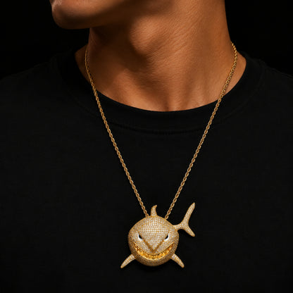 BITE BACK | Iced Gold Shark Pendant Necklace