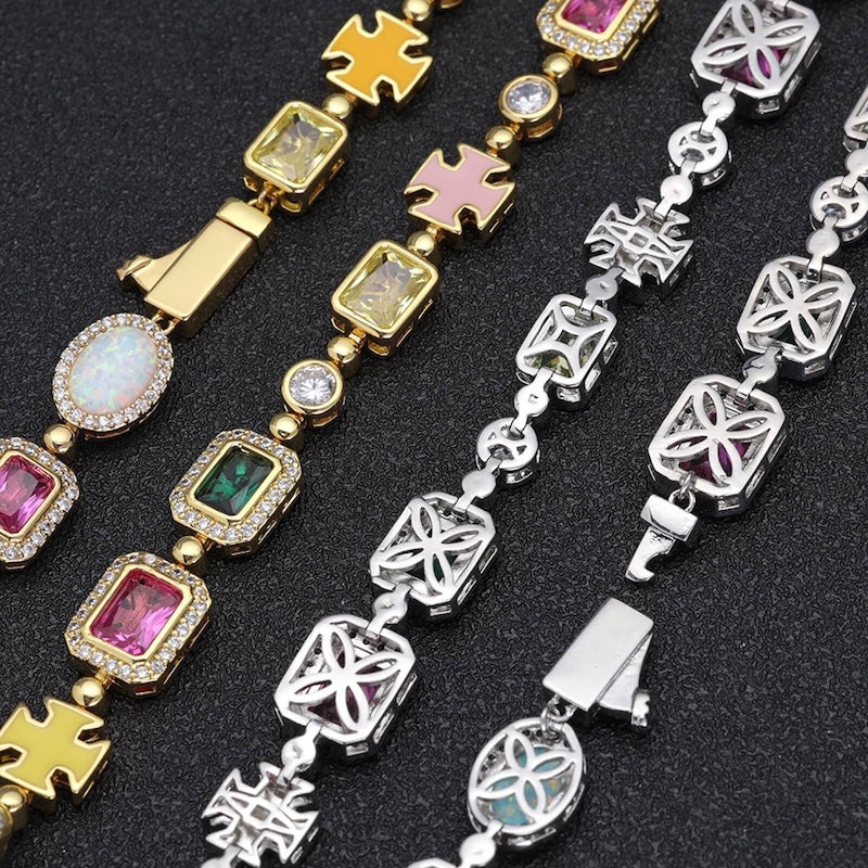 iced out cz diamond tennis chain necklace 18k