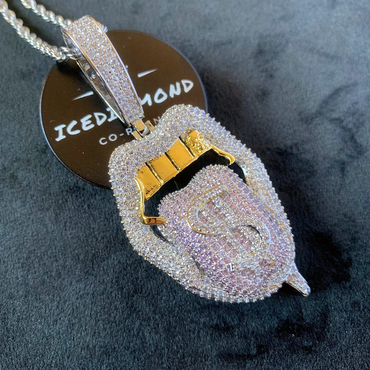 Blue & Purple Dollar Blazing Tongue Creative Pendant Necklace