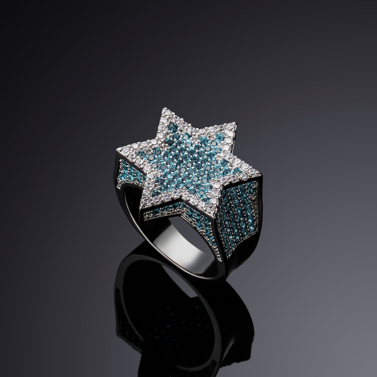 14K Charm Mint Green CZ Diamond Iced Out Big Ring