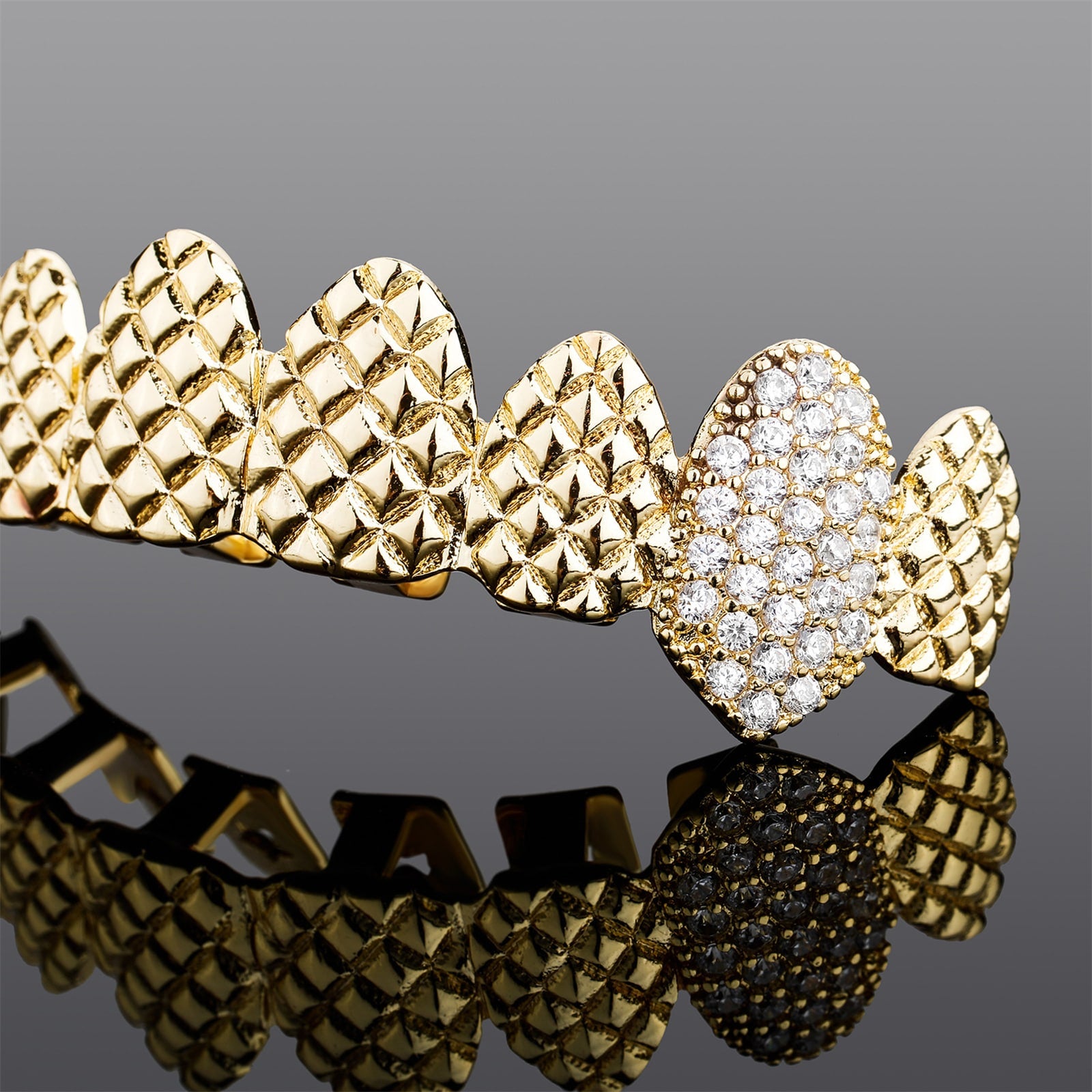 18K Embossed Fangs Diamond Teeth Wear Grill – ICEDIAMOND