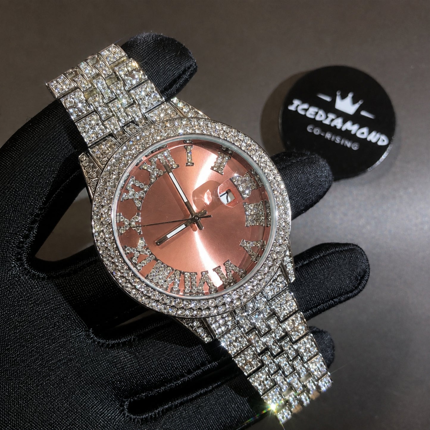 COLOR ON TIME | 43mm Iced Colored Dial Quartz Watch