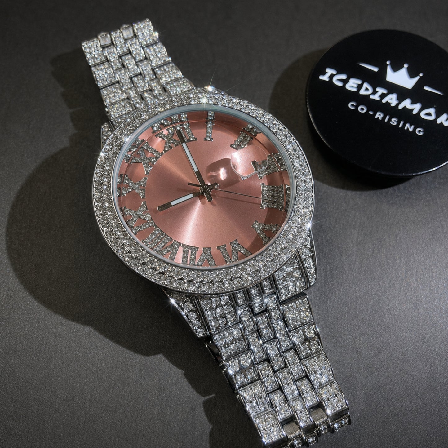 COLOR ON TIME | 43mm Iced Colored Dial Quartz Watch