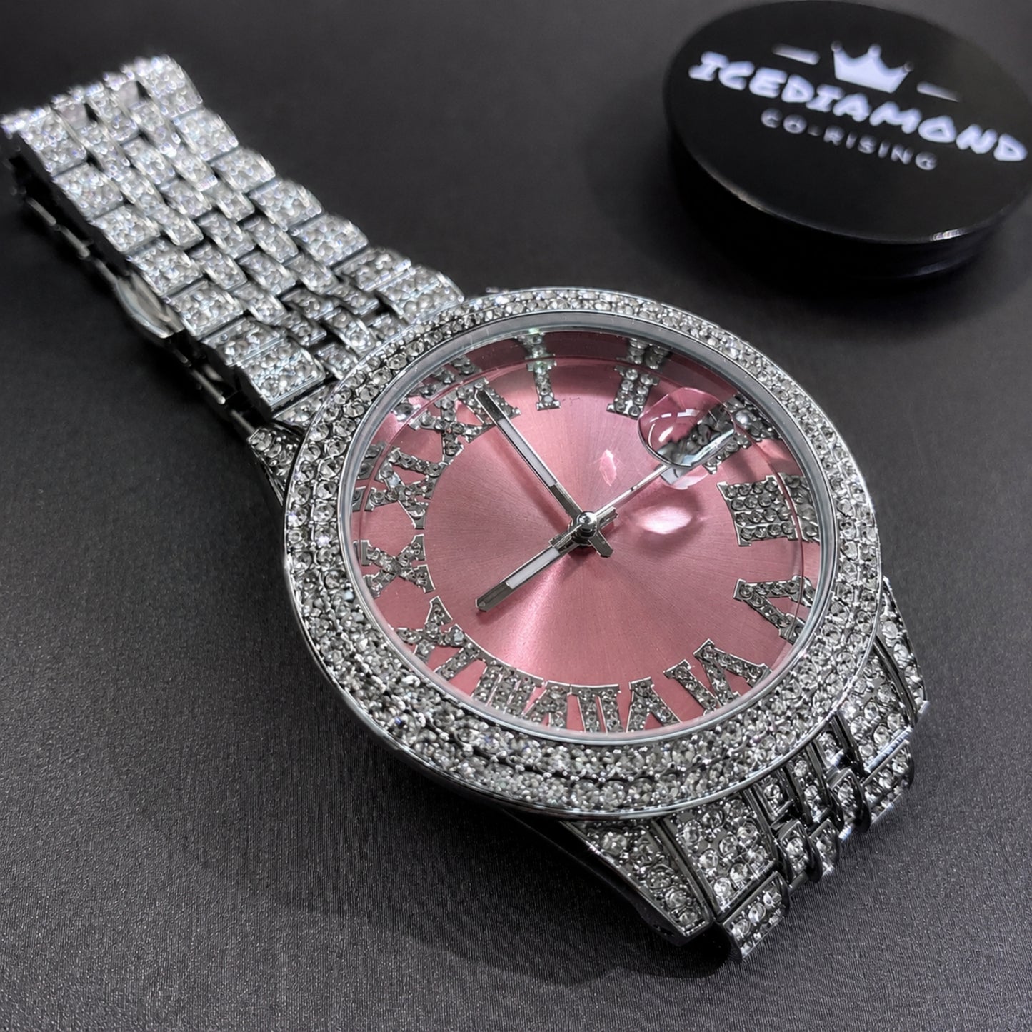 COLOR ON TIME | 43mm Iced Colored Dial Quartz Watch