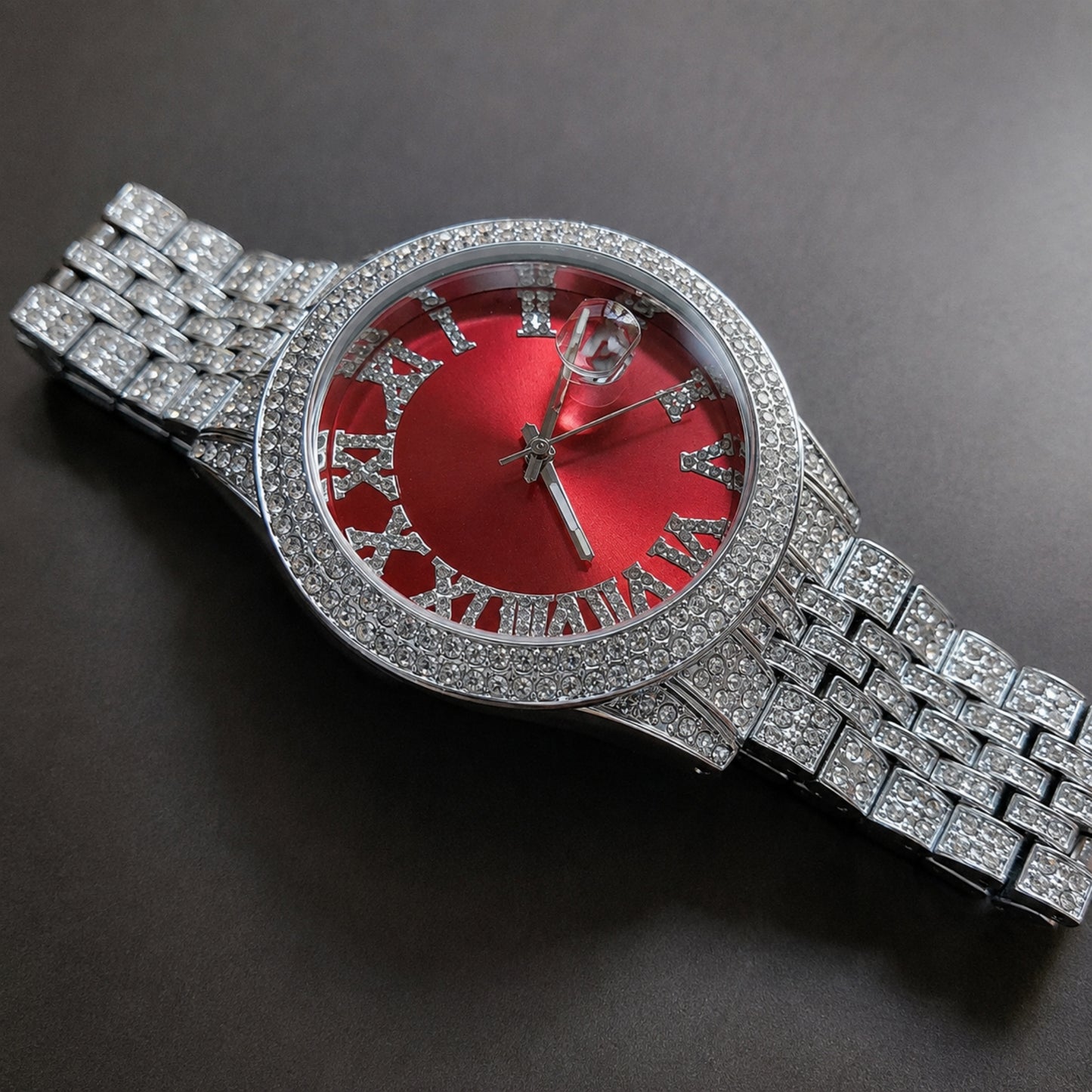 COLOR ON TIME | 43mm Iced Colored Dial Quartz Watch
