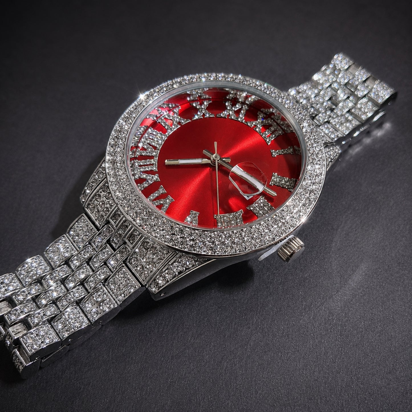 COLOR ON TIME | 43mm Iced Colored Dial Quartz Watch