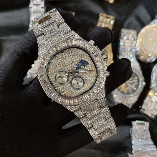 ICED MOON PHASE | 41mm Iced CZ Quartz Watch