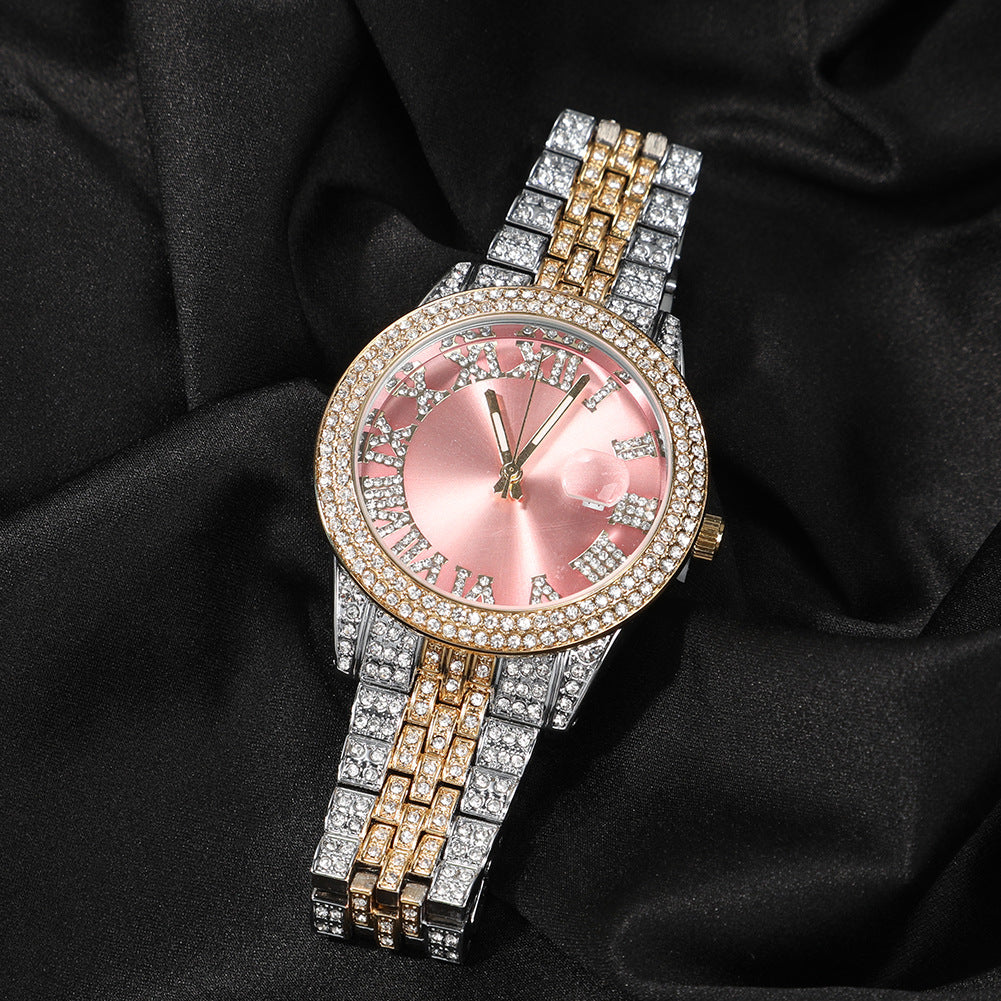 Men's 43MM Fashion Colored Roman Dial Iced Out Wrist Watch