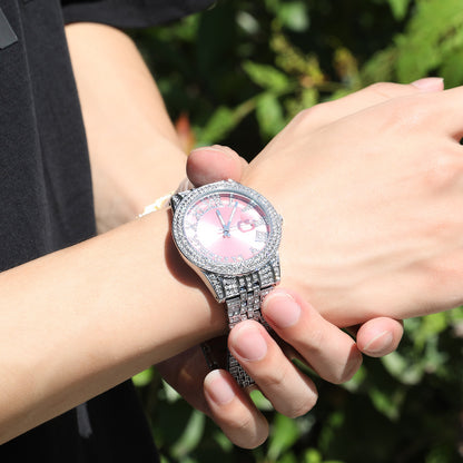 Men's 43MM Fashion Colored Roman Dial Iced Out Wrist Watch
