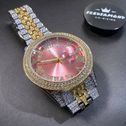 COLOR ON TIME | 43mm Iced Colored Dial Quartz Watch