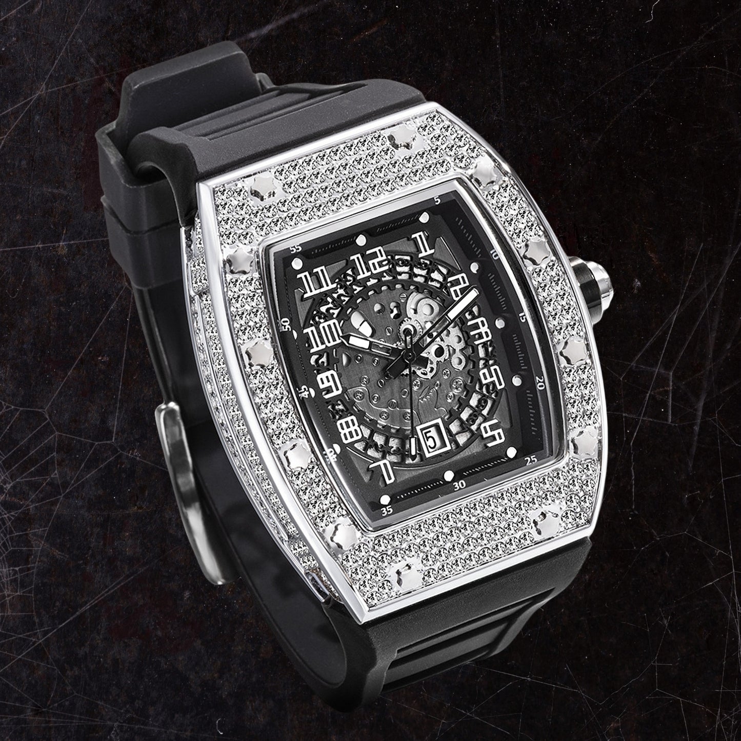 DARK FRAME | 52mm Iced Barrel Quartz Watch