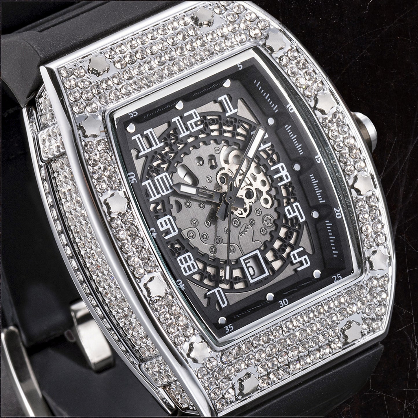 DARK FRAME | 52mm Iced Barrel Quartz Watch