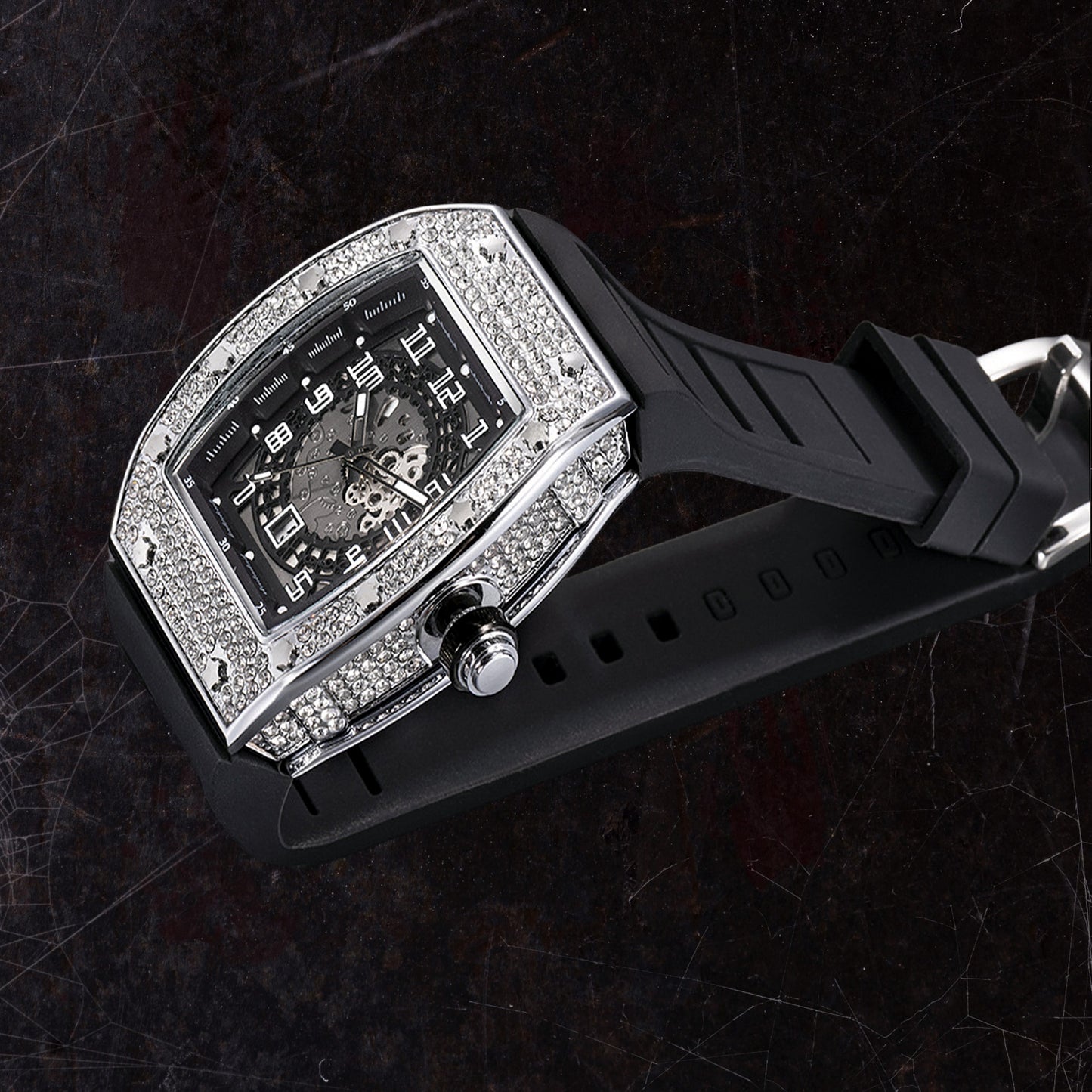 DARK FRAME | 52mm Iced Barrel Quartz Watch
