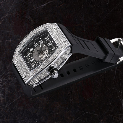DARK FRAME | 52mm Iced Barrel Quartz Watch