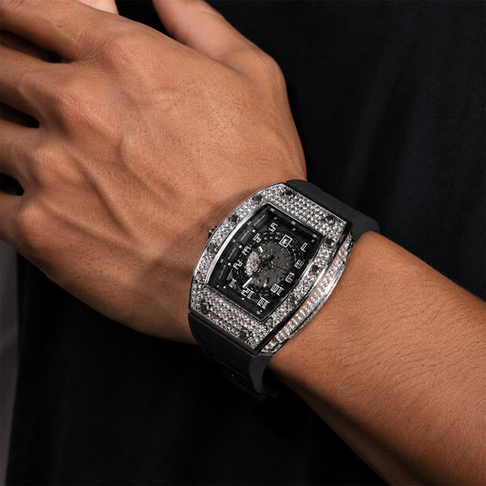 DARK FRAME | 52mm Iced Barrel Quartz Watch