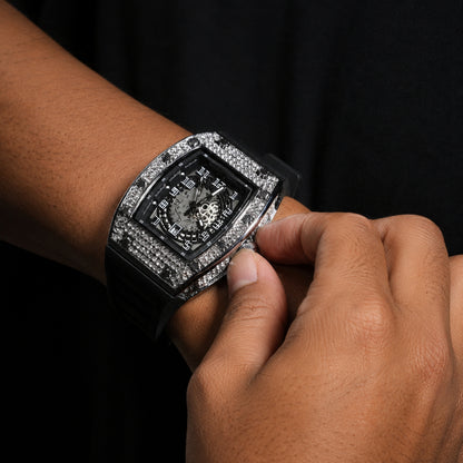 DARK FRAME | 52mm Iced Barrel Quartz Watch