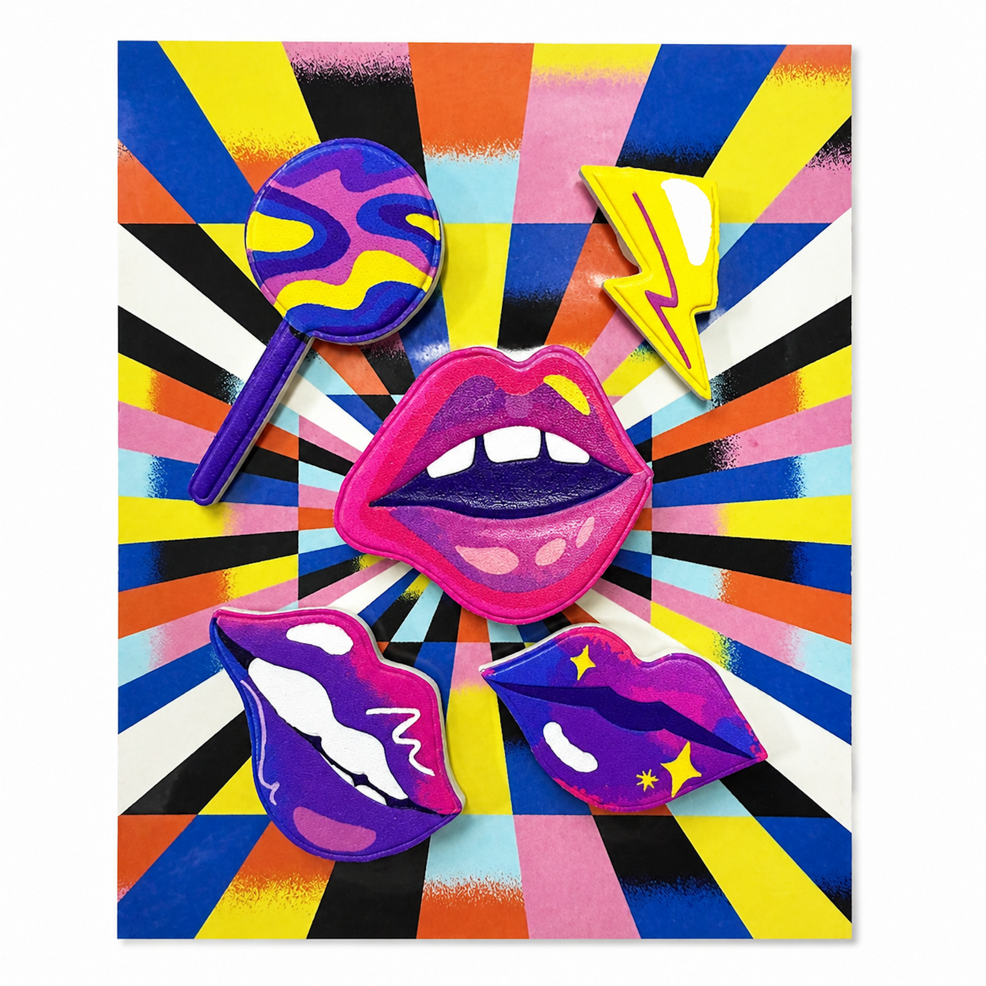 Purple Lips textured aesthetic sticker patch set by ICEDIAMOND ART PATCH
