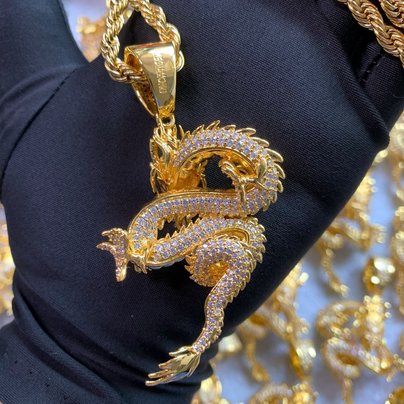Rear view of the ICEDIAMOND dragon pendant
