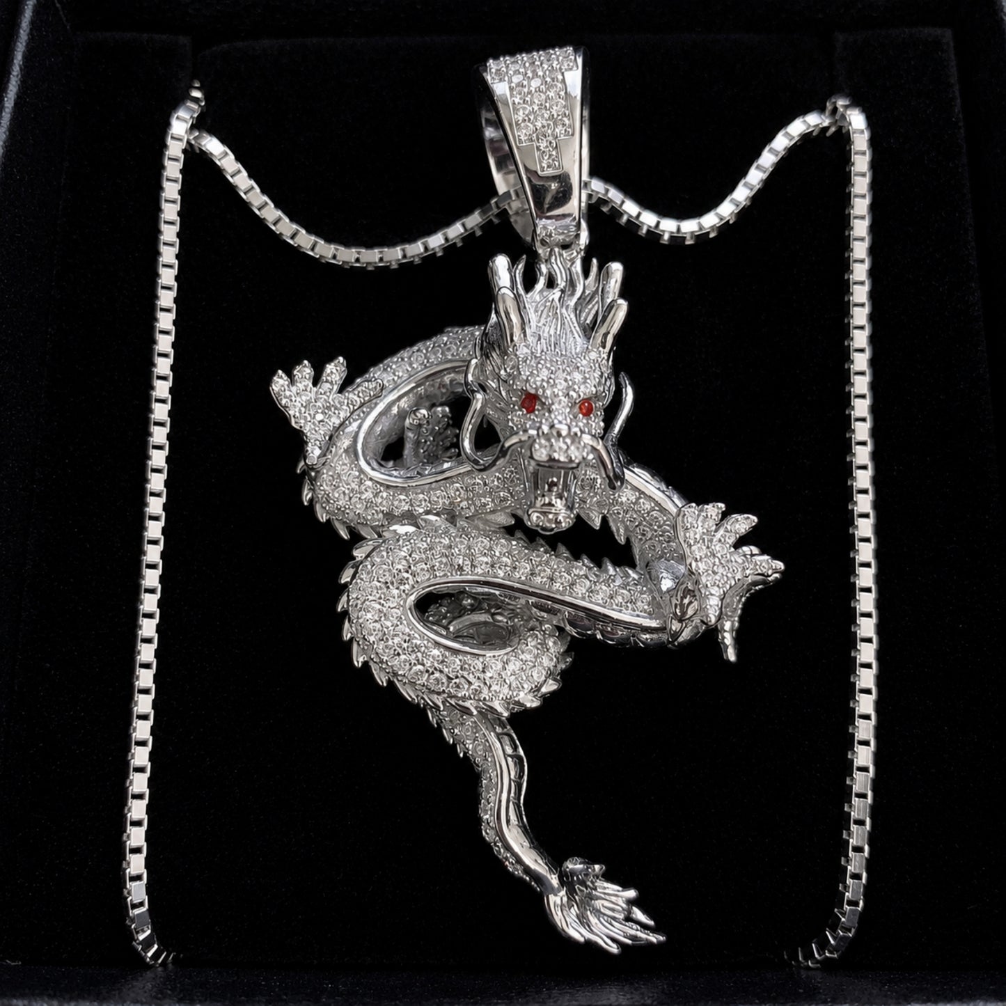 ICEDIAMOND BORN TO RISE sterling silver dragon pendant necklace
