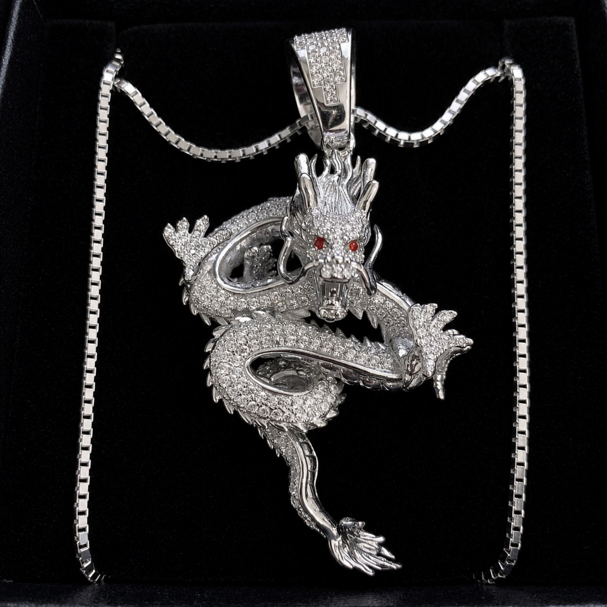 ICEDIAMOND BORN TO RISE sterling silver dragon pendant necklace
