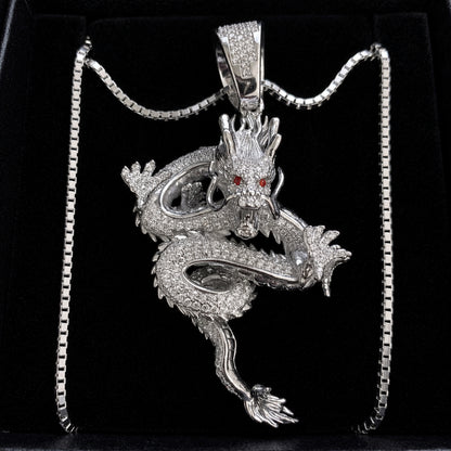 ICEDIAMOND BORN TO RISE sterling silver dragon pendant necklace
