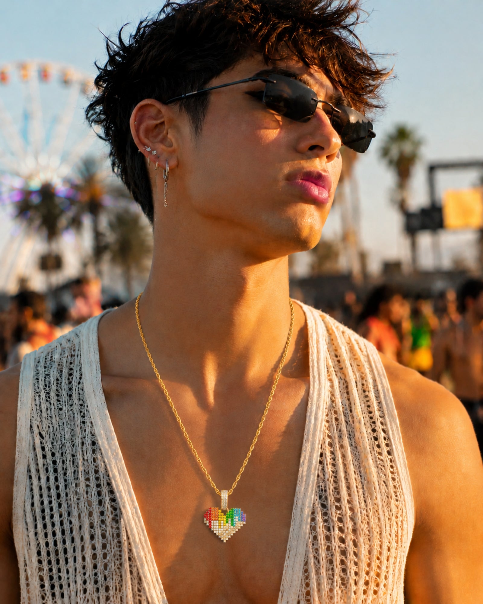 ICEDIAMOND DIFFERENT TOGETHER heart pendant necklace styled for everyday confidence and self-expression
