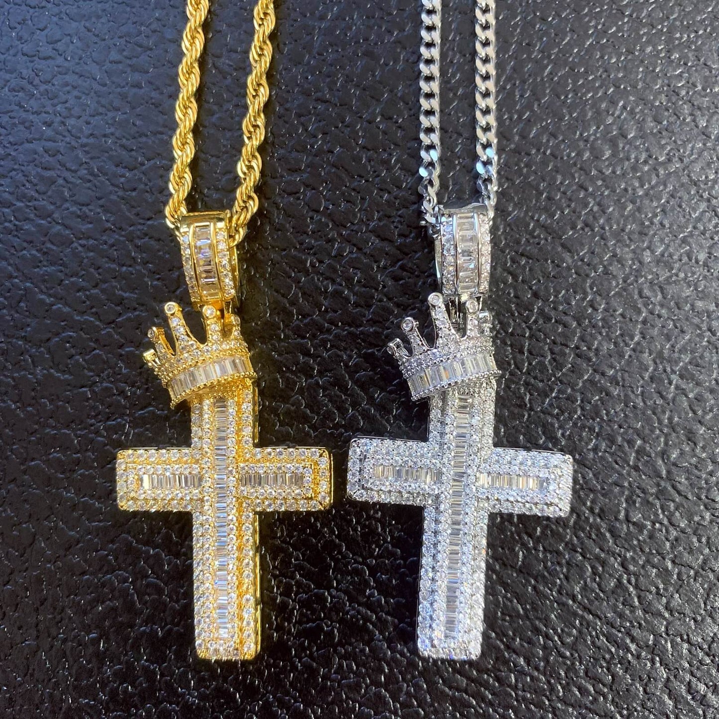 vvs simulated diamond cross pendant necklace hip hop fashion