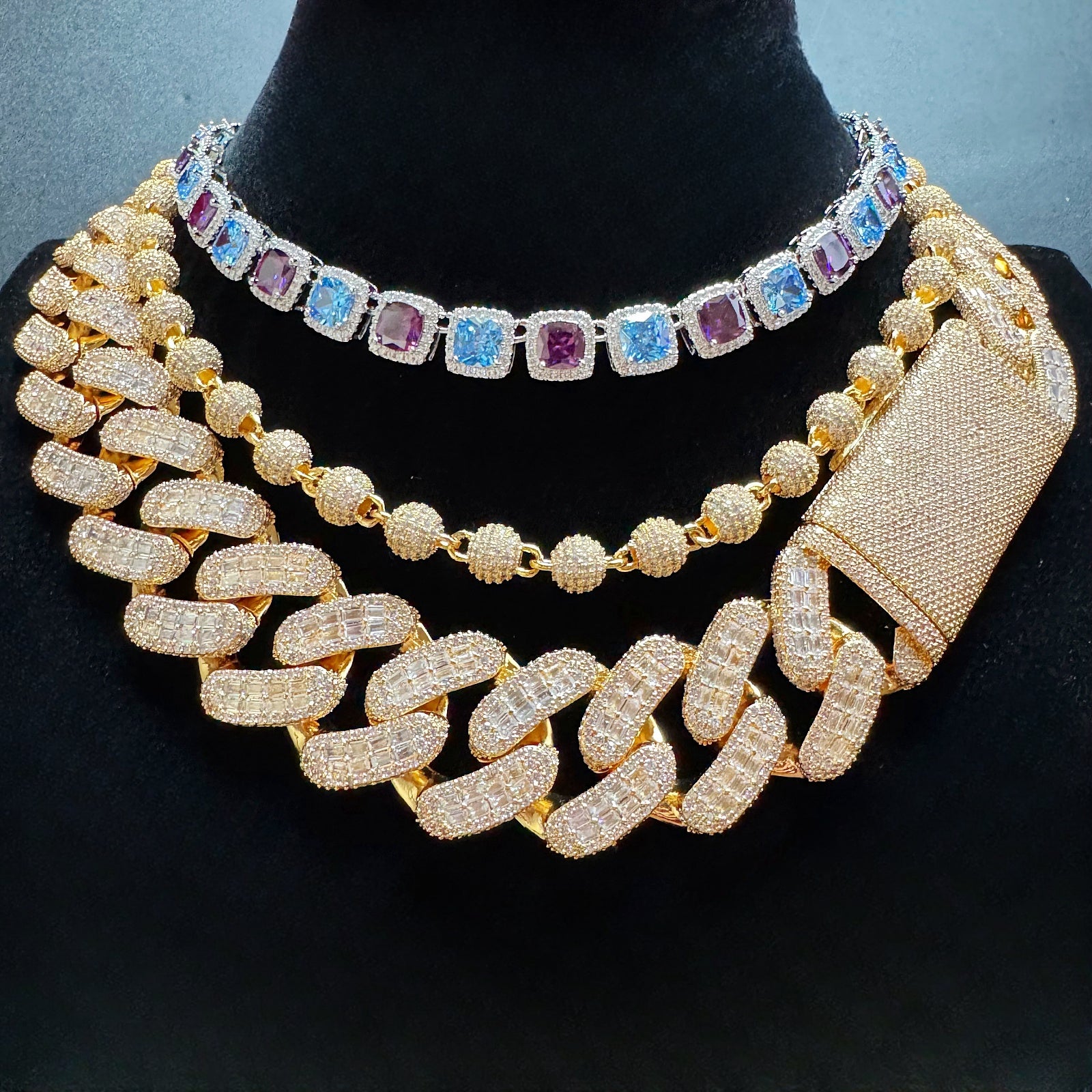 18k gold bling diamond necklace for men