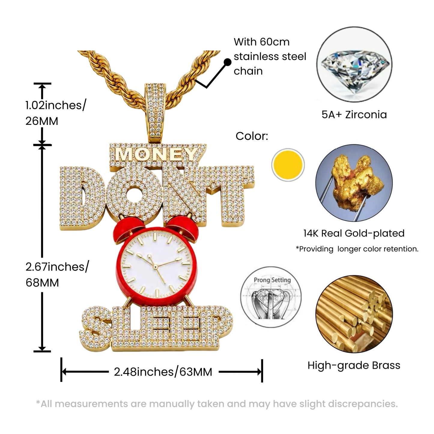 Size guide for the ICEDIAMOND MAKE TODAY COUNT pendant necklace
