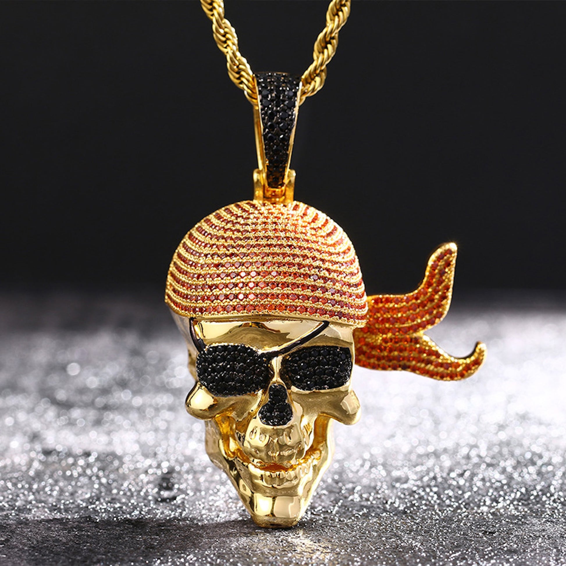 ICEDIAMOND NO SAFE HARBOR iced pirate skull pendant necklace for men