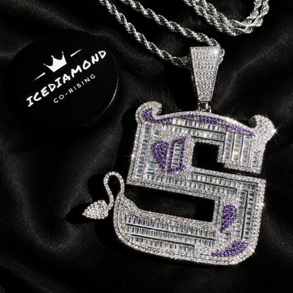 OWN YOUR EDGE Letter S pendant paired with 4mm stainless steel rope chain