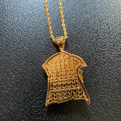 Back view of the ICEDIAMOND PLAY DIFFERENT pendant necklace with polished gold finish.
