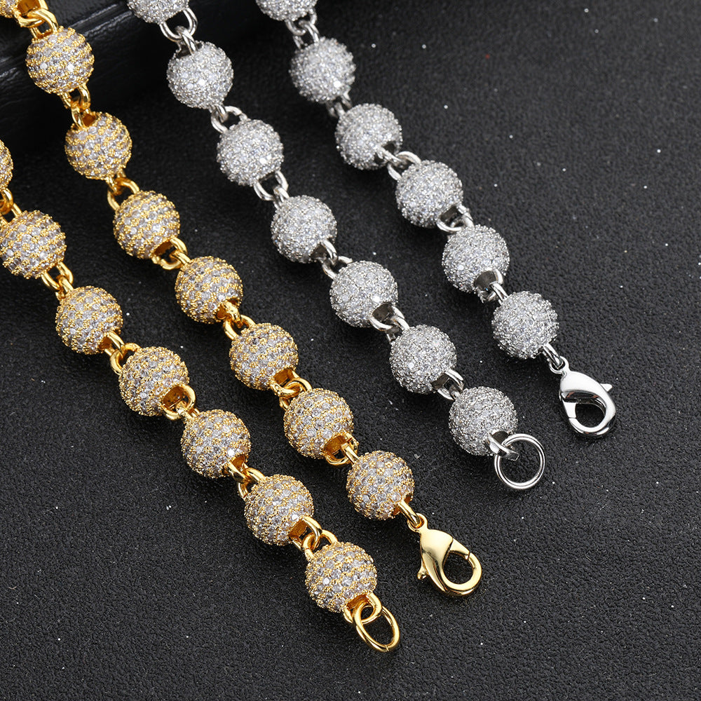ICEDIAMOND iced ball chain necklace with lobster clasp detail