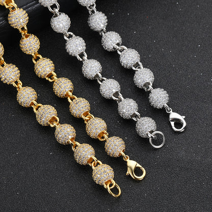 ICEDIAMOND iced ball chain necklace with lobster clasp detail