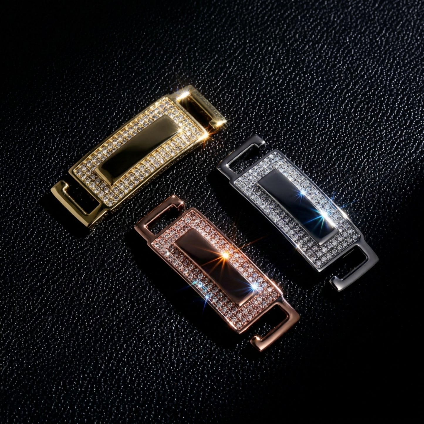 Close-up of PURE FORM sneaker jewelry with hand-set cubic zirconia

