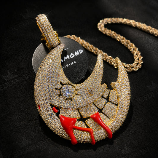 ICEDIAMOND SMILE THROUGH CHAOS crescent moon pendant necklace
