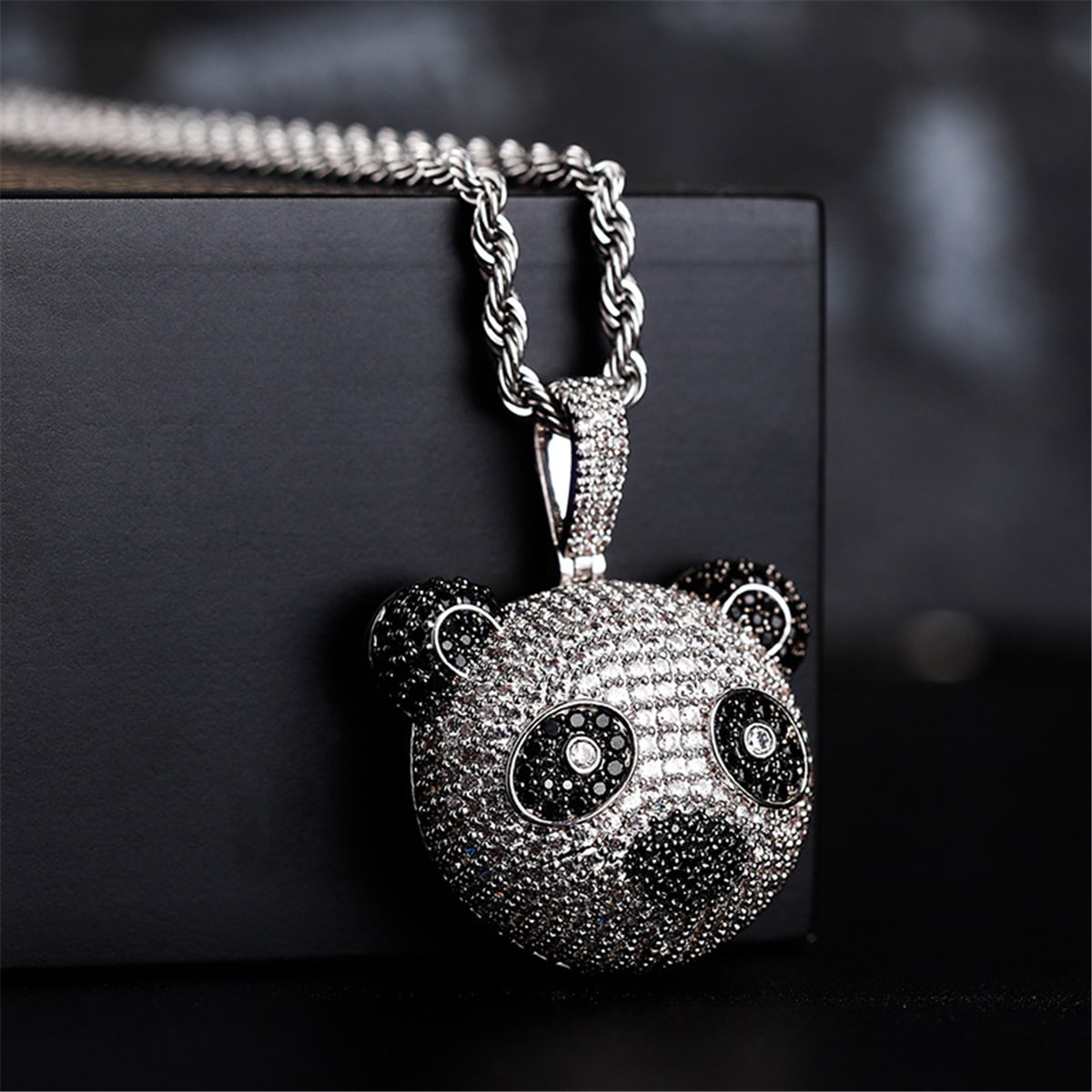 ICEDIAMOND STAY CURIOUS iced panda pendant necklace