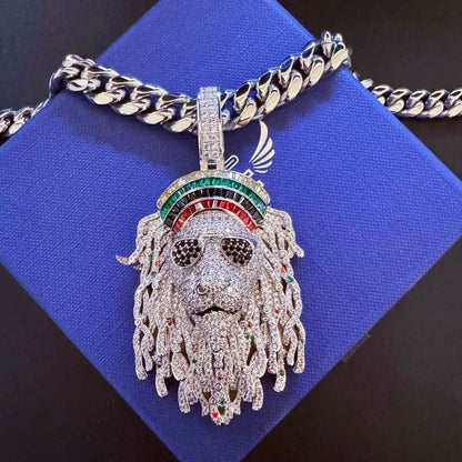 ICEDIAMOND STAY TRUE sculptural dreadlock pendant necklace with a glossy Cuban chain
