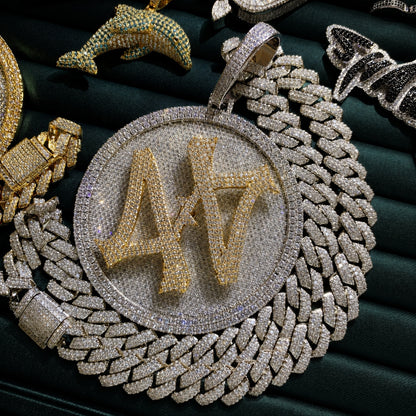 ICEDIAMOND TURN THE GAME Jumbo 44 spinner pendant necklace with rotating centerpiece and brilliant 5A cubic zirconia.
