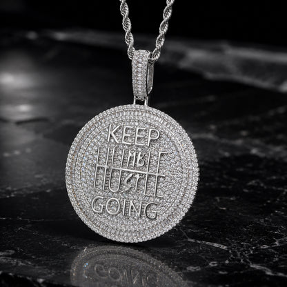 white gold tone KEEP GOING iced out necklace